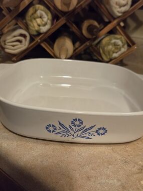 Corningware Baking Dish Cornflower Print  Blue and White